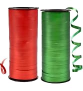 BEISHIDA Red and Green Christams Curling Ribbons Balloon String Ribbons - 2 Pack 100 Yards for Gi...