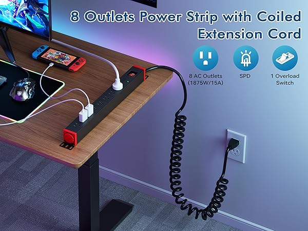 surge protector power strip coiled cord
