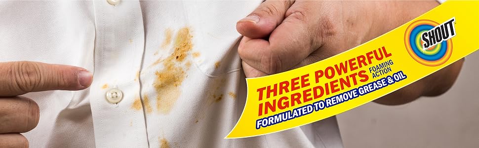 Shout Advanced, Grease Busting Foam, Three Powerful Ingredients, Foaming Action