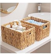 ELONG HOME Water Hyacinth Wicker Baskets, Rectangular 12