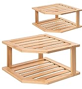 VERTORGAN Corner Shelf, Plate Organizer for Cabinet-Bamboo Corner Cabinet Shelf Organization-Suit...