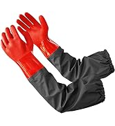 Coopache Full Arm Pond Gloves with Cotton lining Extra Long Waterproof Glove for Pond Cleaning/Ma...