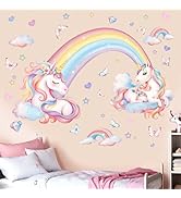 Unicorn Wall Stickers for Girls Bedroom: Peel and Stick Rainbow Unicornio Cloud Wall Decals - Kid...
