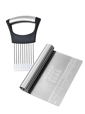 Bench Scraper Dough Cutter Onion Holder Slicing Chopper Protective Cover Handle Stainless Steel