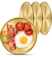 Offiper 4 Stainless Steel Plates, 7.8 inch Small 201 Metal Camping Plate, Reusable Food Serving D...