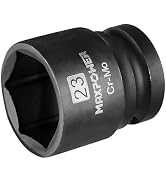 MAXPOWER 1/2 Inch Drive 23mm Standard Impact Socket, Made with Heat-Treated Chrome Molybdenum Ste...