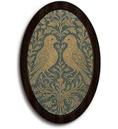 KDHTY Vintage Green Rustic Birds Botanical Art Oval Framed Wall Decor,Retro Bird Painting Cottage...