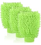 3 Pack Chenille Microfiber Car Wash Mitt, 7" x 9.6" Car Washing Mitts, Home Dusting Gloves, Scrat...