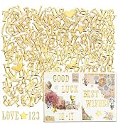 RISYPISY 306pcs Gold Letter Stickers, Puffy Scrapbook Alphabat Sticker 1 Inch 3D Letters and Numb...
