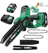 KIMO 8-INCH Mini Chainsaw Cordless, 4.0Ah Batteries & Fast Charger, 34 FT/S Powerful Cutting Hand...