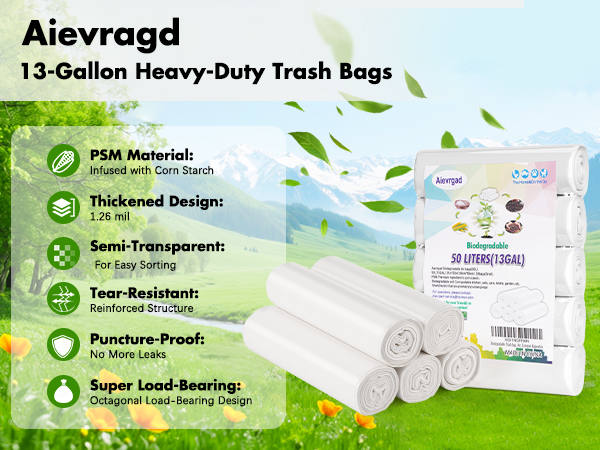 Trash bag 13 gallon white