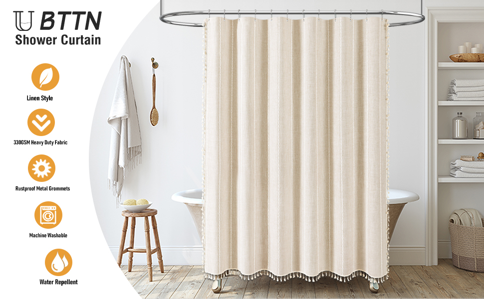 cream shower curtain