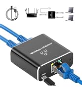 Pushua Ethernet Splitter 1 to 2 High Speed 1000Mbps, Gigabit Ethernet Splitter, LAN Splitter with...