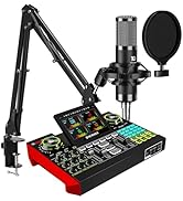 Podcast Equipment Bundle with 3.5mm Condenser Microphone for Pc/Phone Live Streaming Singing Gami...