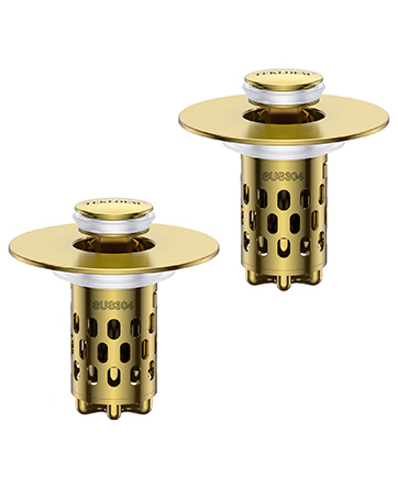 All Metal Pop-Up Sink Drain Strainer with Removable Stainless Steel Filter Basket