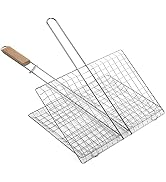 Mumusuki Barbecue BBQ Grilling Basket, Stainless Steel Folding Grilling Baskets with Handle Outdo...