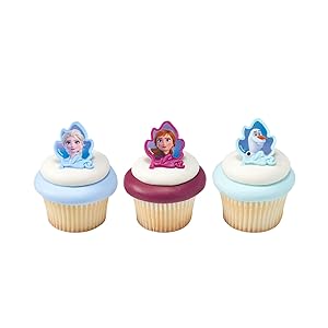 Frozen decorations on cupcakes