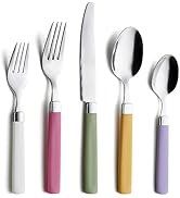 ANNOVA 20 Pieces Stainless Steel Flatware/Cutlery Set - Color Handles - 4 x Dinner Forks, 4 x Sal...
