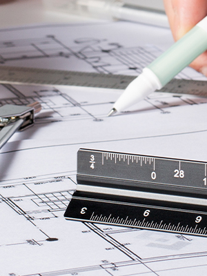 triangular architect scale ruler