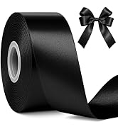 Fullive 1 1/2 Inch Black Ribbon, 30 Yards Black Ribbon for Gift Wrapping, Solid Polyester Satin H...