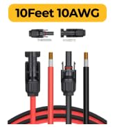 BougeRV 20 Feet 10AWG Solar Extension Cable with Female and Male Connector with Extra Pair of Con...