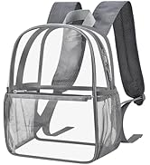 Paxiland Clear Backpack Stadium Approved, Size 12x9x4 Small Clear Bag for Stadium Events with Fro...