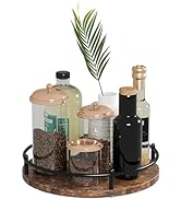 KOKSTOP Lazy Susan Organizer:9 Inch Rotating Spice Rack for Kitchen Countertop Round Wooden Turnt...