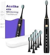 Whitening Electric Toothbrush for Adults and Kids, Rechargeable Toothbrush with 8 Brush Heads & T...