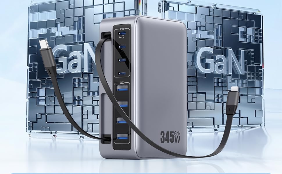 USB C Charger USB C Charger Block, 10-Ports GaN IV Fast Charging Station Hub,PD Laptop Charger