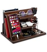 Wood Phone Docking Station Ash Key Holder Wallet Amber Stand Watch Organizer Men Husband Wife Ann...