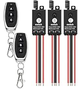 dstfuy Mini Wireless Switch 12V,3 Way Mini Remote Switch DC 5V/12V/24V/48/10A Relay Wireless Ligh...