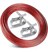 NEWREACH Pool Cover 150ft Cable & 2 Winch, Plastic-Coated Steel Cable + Aluminum Spring Loaded Ra...