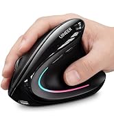 Uineer Wireless Ergonomic Mouse, Wireless Bluetooth Rechargeable Vertical Mouse, 7 Color LED, 4 D...