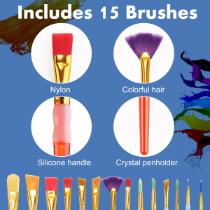 Includes 15 Different Types of Brushes