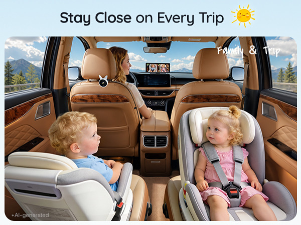 Dual Car Camera Baby Monitor for 2 Kids Baby Car Mirror Rear Facing
