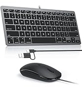 OMOTON Wired Keyboard and Mouse Compatible with Mac, Keyboard with Dual Interface (Type-C and USB...