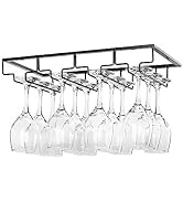 FOMANSH Wine Glass Rack Under Cabinet - Stemware Holder Metal Wine Glass Organizer Glasses Storag...