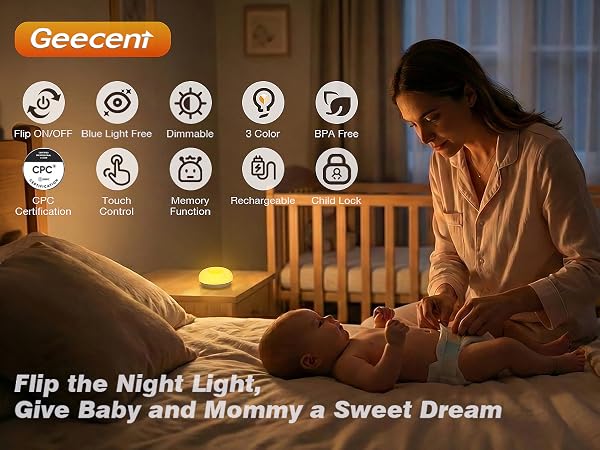 Geecent Flip Night Light, give baby and mommy a sweet dream