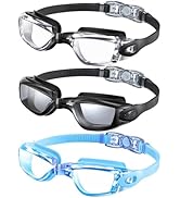 NSSIW Kids Goggles for 4-16, Kids Swimming Goggles Anti Fog No Leaking, 3 Pack Swim Goggles for B...