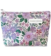 STARDW Aesthetic Makeup Bag for Women Travel Toiletry Bag Large Capacity Makeup Organizer Bag Flo...