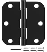 3 Pack Matte Black Door Hinges 3.5 Inch 5/8" Radius Round Ball Bearing Interior Door Hinges No Sq...