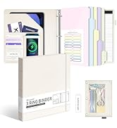 Ospelelf Leather 3 Ring Binder for Letter Size Documents with Pocketed Dividers, 1 Inch Round Rin...