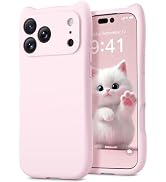GolbinBox for iPhone 17 Pro Max Case with Cute Cat Ears, Pastel Pink | Compatible with MagSafe, C...