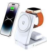 3 in 1 Charging Station for Apple Devices, Magnetic Wireless Fast Charger Stand with Night Light,...
