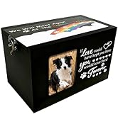 PRESSINART Rainbow Pet Urn Pet Memorial Box for Ashes Rainbow Bridge Wood Rectangle Storage Conta...