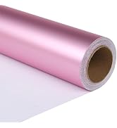 ZINTBIAL Metallic Pink Wrapping Paper Roll with Cut Lines - Solid Pink Holiday Gift Wrap for Hall...