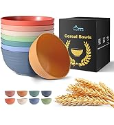 HOTEC Unbreakable Wheat Straw Cereal Bowls - Microwave & Dishwasher Safe Soup and Salad Bowls, Se...