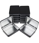 12 Pieces Rectangular Metal Empty Hinged Tins Containers Basic Necessities Home Storage Organizer...