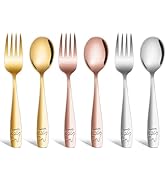 6 Piece Stainless Steel Kids Silverware Set,Toddler Utensils,Children Safe Food Grade Forks and S...