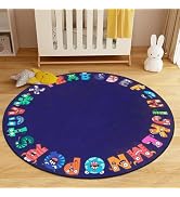 ABC Alphabet Rug for Kids, Classroom Playmat 5ft Non-Slip Circle Rugs for playroom, Round Area Ru...